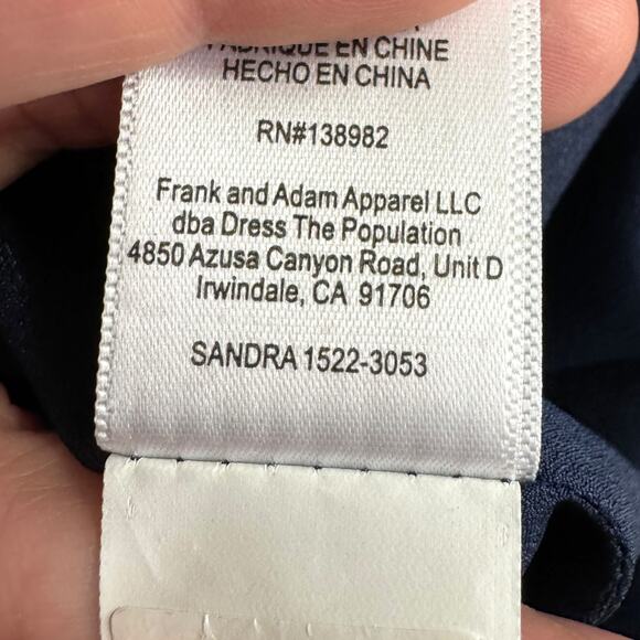 Dress The Population Midnight Blue Sandra Plunge Crepe Trumpet Gown Women's XL - Picture 13 of 13